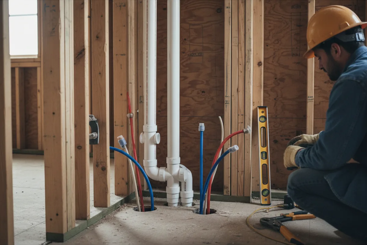 Drain and supply rough-in during Sump Pump Repair in Bartlett
